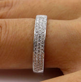 3.5ct Round Brilliant Diamond 3 Row Eternity Wedding Band 18K White Gold Over