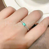 0.4ct Baguette Cut Simulated Green Emerald Minimalist Ring 14k White Gold Plated