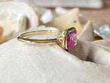 2.2ct Engagement Ring Emerald Cut Pink Sapphire Solitaire 14k Yellow Gold Finish