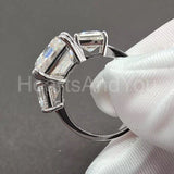 2.2ct Emerald Simulated Diamond Three Stone Engagement Ring 14k WhiteGold Plated