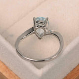 1.7ct Engagement Ring Pear Cut Aquamarine Swirl with Accents 14k White Gold Over