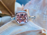 1.7ct Engagement Ring Cushion Cut Morganite Solitaire Women 14k WhiteGold Finish