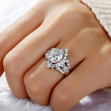 3Ct Marquise Diamond Halo Gatsby Cocktail Engagement Ring 18K White Gold Finish