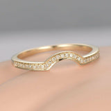 Curved Half Eternity Wedding Ring Band 1ct Round Diamond 14k Yellow Gold Finish