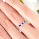 2.5ct Round Cut Blue Sapphire Engagement Ring 14k White Gold Finish Five Stone