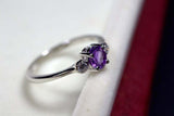 0.25ct Engagement Ring Oval Cut Amethyst Minimalist Trilogy 14k White Gold Over
