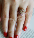 1ct Oval Cut Simulated Morganite Halo Engagement Ring 14k Yellow Gold Plated