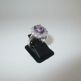 3ct Engagement Ring Oval Cut Purple Amethyst Floral Cluster 14k WhiteGold Finish