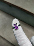 1.5ct Engagement Ring Emerald Cut Purple Amethyst Solitaire 14k WhiteGold Finish