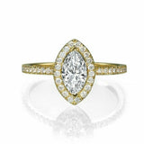 2.5ct Marquise Cut VVS1 Diamond Halo Engagement Ring 14k Yellow Gold Finish