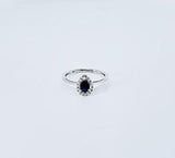 0.2ct Pear Cut Simulated Blue Sapphire Minimalist Halo Ring 14k WhiteGold Plated
