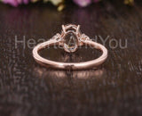 1ct Oval Cut Simulated Morganite Three Stone Engagement Ring 14k RoseGold Plated