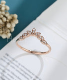 0.35ct Round Cut Moissanite Floral Curved Women Wed Band 14k Rose Gold Plated