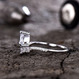 2.4ct Engagement Ring Pear Cut Diamond Unique Crown Promise 14k White Gold Over