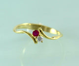 1ct Engagement Ring Round Cut Pink Ruby Two Stone Bypass 14k Yellow Gold Finish