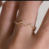 0.2ct Round Cut Moissanite Zig Zag Women Wedding Band 14k Yellow Gold Plated