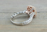 2.4ct Round Peach Morganite Halo Solitaire Engagement Ring 14k Dual Stone Finish