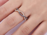 1ct Round Cut Blue Sapphire Wedding Band Ring Half Eternity 14k Rose Gold Finish