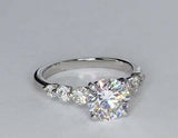 2.5Ct Round Cut Diamond Solitaire with Accents Engage Ring 14K White Gold Finish