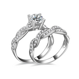 2.8ct Round Cut Diamond Engagement Ring 14k White Gold Finish Twist Bridal Set
