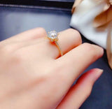 1.2ct Engagement Ring Round Cut Diamond Minimalist Design 14k Yellow Gold Finish