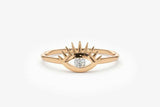 1ct Engagement Ring Round Cut Diamond Evil Eye Sun Design 14k Rose Gold Finish