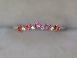 1ct Wedding Band Round Cut Pink Sapphire Curved Stackable 14k Rose Gold Finish