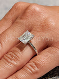 0.35ct Emerald Simulated Diamond Solitaire Engagement Ring 14k White Gold Plated