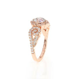3Ct Round Cut Diamond Floral Leaf Design Engagement Ring 14K Rose Gold Finish