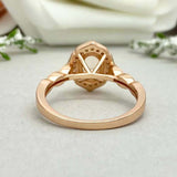 1.5ct Engagement Ring Oval Cut Peach Morganite Diamond Halo 14k Yellow Gold Over