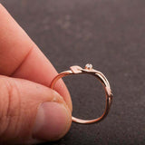 Floral Leaf Twig Engagement Ring 0.12ct Round Cut Diamond 14k Rose Gold Finish
