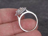 2.5ct Princess Diamond Round Accent Dual Halo Engagement Ring 14k WhiteGold Over