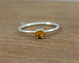0.5ct Engagement Ring Oval Cut Yellow Citrine Minimalist 14k White Gold Finish