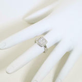 1.5ct Princess Cut Diamond Engagement Ring Halo Solitaire 14k White Gold Finish