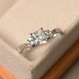 2ct Engagement Ring Princess Cut Diamond Solitaire Petite 14k White Gold Finish