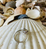 2.2ct Engagement Ring Emerald Cut Peach Morganite Trilogy 14k White Gold Finish