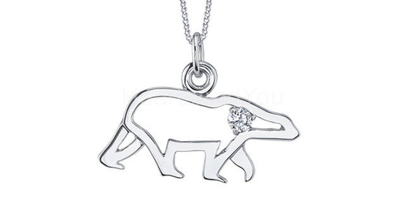 0.067ct Round Cut Moissanite Polar Bear Pendant 14k White Gold Plated NO CHAIN