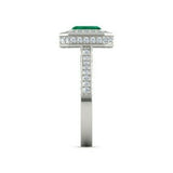 4Ct Green Emerald Diamond Hidden Halo Engagement Ring Women 14K White Gold Over