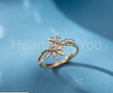 0.5ct Round Cut Moissanite Leaf Vine Bypass Engage Ring 14k Yellow Gold Plated