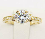 Solitaire Engagement Ring 1.2ct Round Cut Diamond Accent 14k Yellow Gold Finish