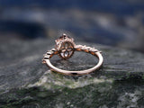 1.2Ct Oval Cut Peach Morganite Diamond Accent Engagement Ring 18K Rose Gold Over