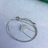 1ct Round Cut Moissanite Cluster Love Pendant Chain 14k White Gold Plated