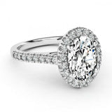 2ct Oval Cut VVS1D Diamond Halo Set Engagement Ring Women 14k White Gold Finish
