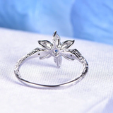 0.3ct Round Blue Sapphire Engagement Ring Floral Diamond Halo 14k WhiteGold Over