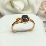 0.5ct Engagement Ring Round Black Diamond Knot Split Shank 14k Yellow Gold Over