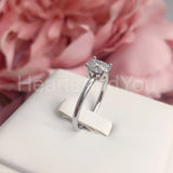 0.2ct Oval Cut Simulated Diamond Solitaire Engagement Ring 14k White Gold Plated
