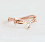 0.2ct Round Cut Diamond Engagement Ring 14k RoseGold Finish Petite Branch Floral