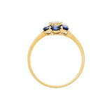 2ct Round Cut Blue Sapphire Engagement Ring Floral Halo 14k Yellow Gold Finish