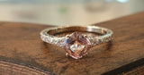 1ct Cushion Cut Simulated Peach Morganite Accented Ring 14k White Gold Plated