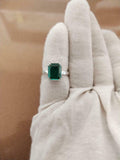 2.1ct Engagement Ring Green Emerald Cut Solitaire Women 14k White Gold Finish